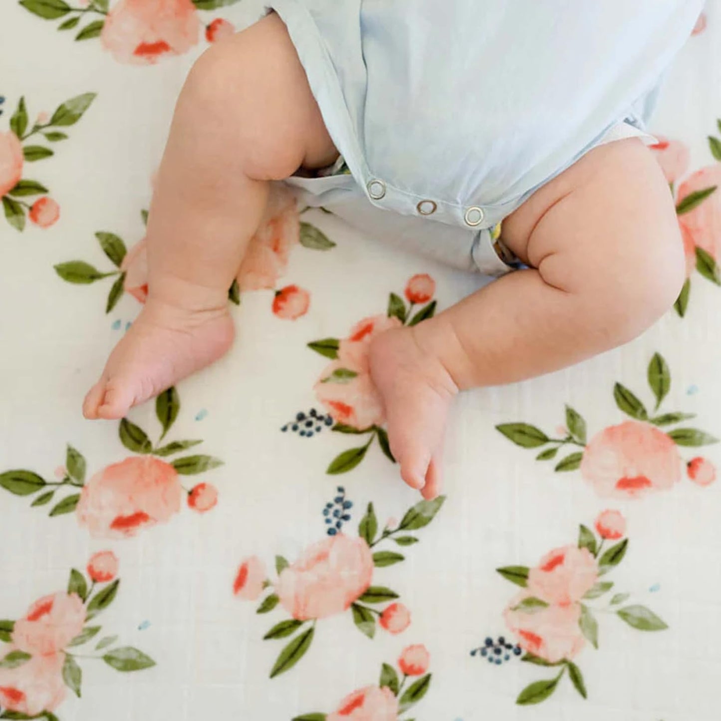 Little Unicorn Premium Crib Sheet | Breathable & Super-Soft Muslin Fabric (Watercolor Roses)
