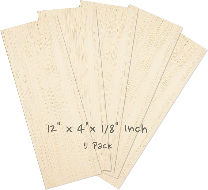 Balsa Wood Sheet 1/8" Inch Thick 12" x 4" Wooden Board