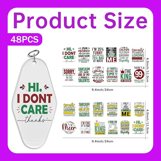 48PCS UV DTF Stickers Sarcastic Quote Sticker
