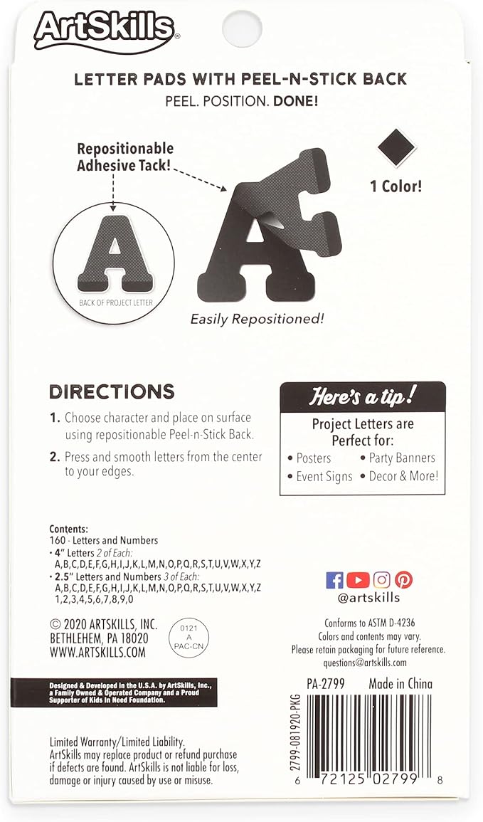 ArtSkills Paper Poster Letters and Numbers