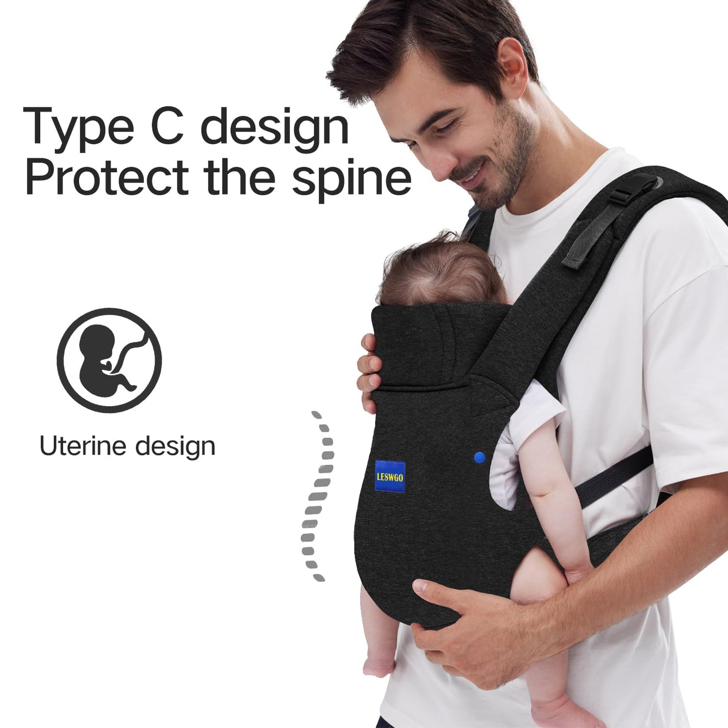 Baby Carrier Newborn to Toddler,Newborn Carrier with Head Support, Cozy Baby Holder Carrier for Dad Mens (All-Black)