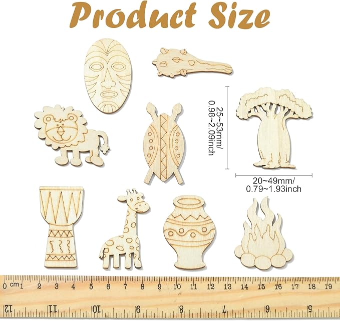 100 pcs Mixed Styles Grassland Animal Theme Unfinished Wooden Cutout Charms