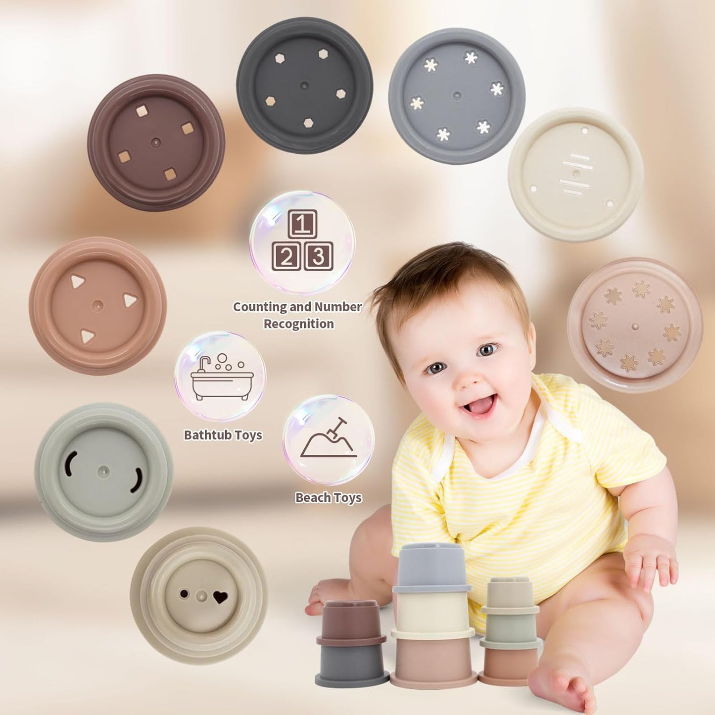Baby Toys 6 to 18 Months, 8 in 1 Montessori Toy Set, Educational Learning Toy for Toddlers Babies Sensory Toys Newborn Infant Gifts for Boys & Girls