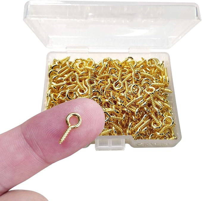 300PCS Mini Screw Eye Pin Pegs, 10 x 5mm Hooks, Self Tapping Screws
