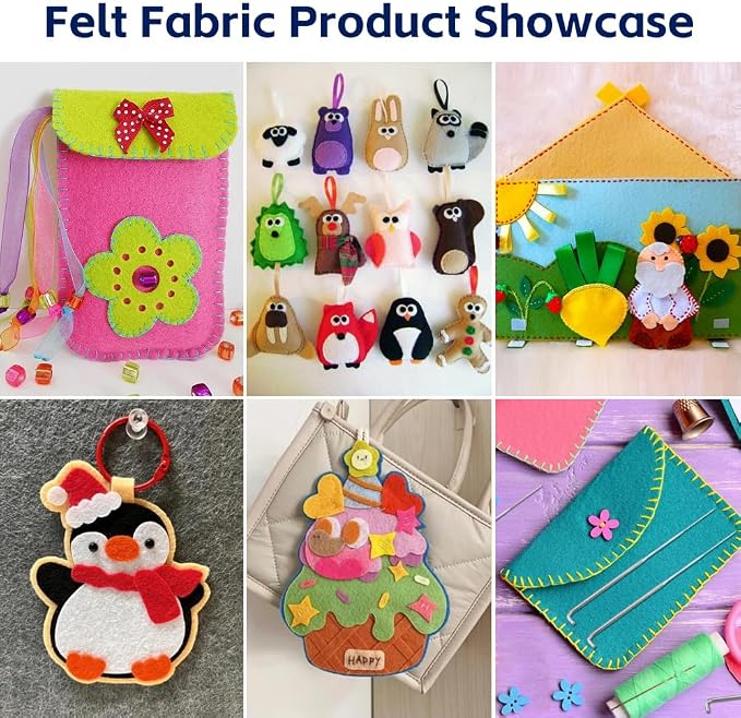 40 Pack Thin Felt Fabric Sheets 18" x 18" Assorted Colors Squares Felt Fabric