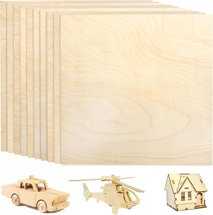 Yarlung 10 Pack Baltic Birch Plywood, 11.8 x 11.8 x 1/4 Inch Baltic Birch Wood