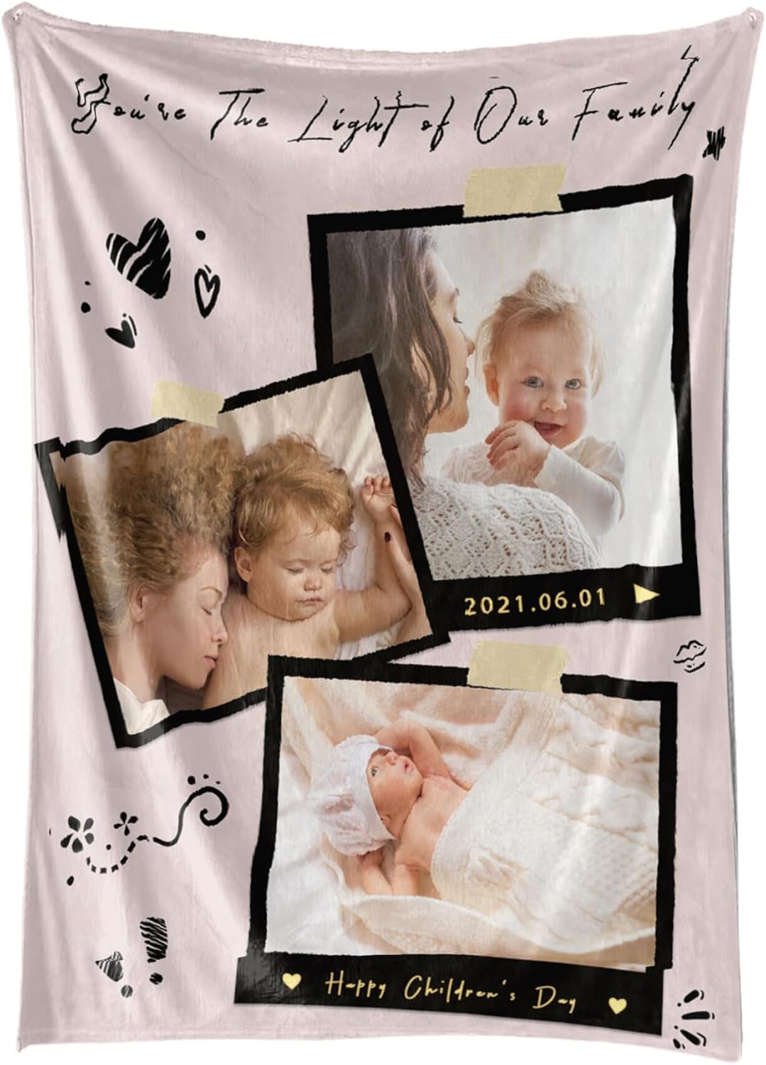 Personalized Mother's Day Blanket Gifts for Mom Custom Flannel Blankets with Photos Pictures Text， Customized Mothers Day Birthday Gift for Mom Grandma Wife, 50 * 60in
