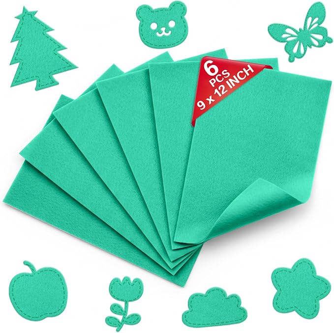 Aqua Green Soft Felt Sheets for Crafts, 1.6mm Thick, Kids' Crafts, DIY Projects