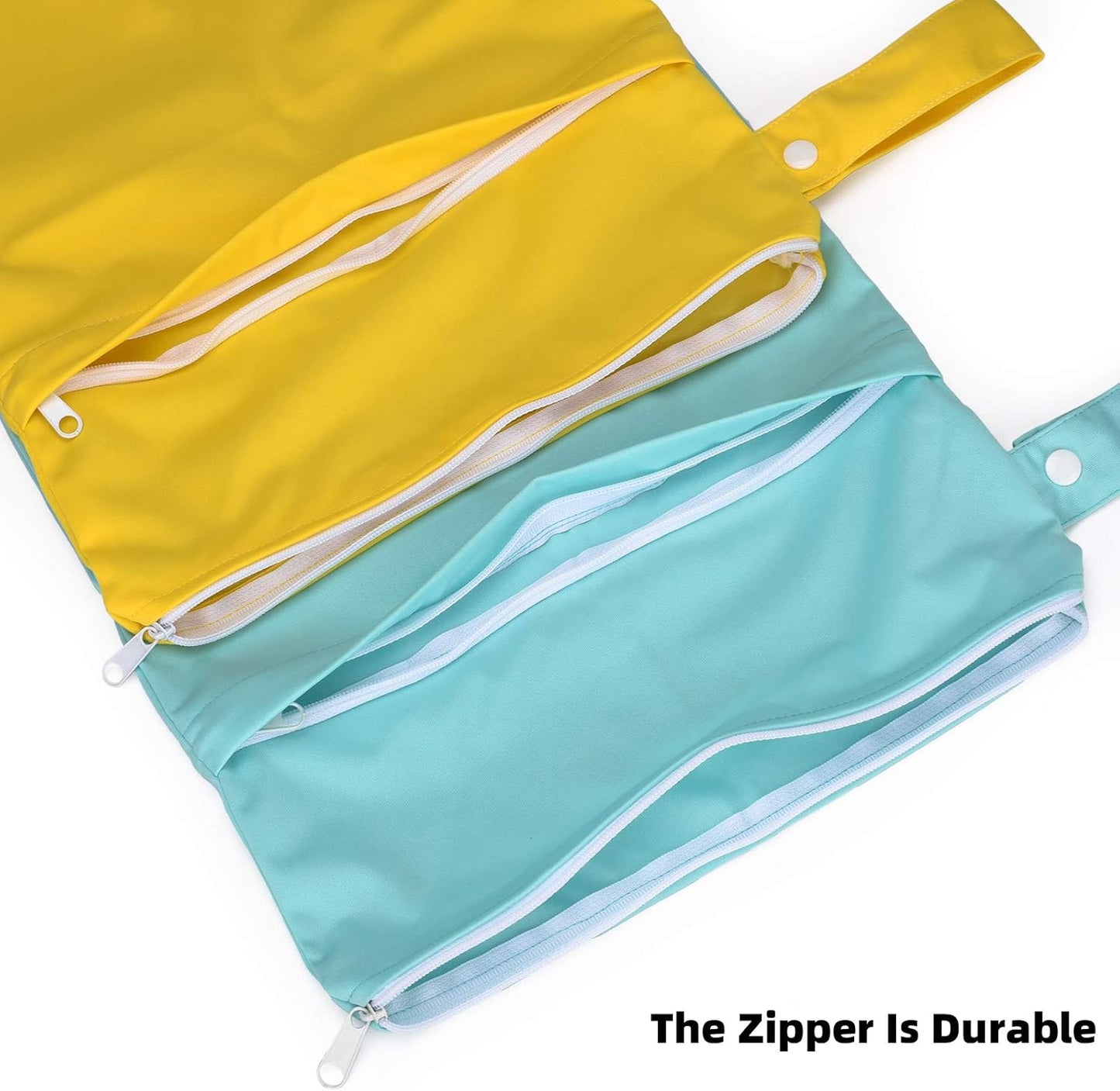 2pcs Cloth Diaper Wet Dry Bags Waterproof Reusable with Two Zippered Pockets Stroller Travel Beach Pool Daycare Soiled Baby Items Yoga Gym Bag for Swimsuits or Wet Clothes-11 x 14"