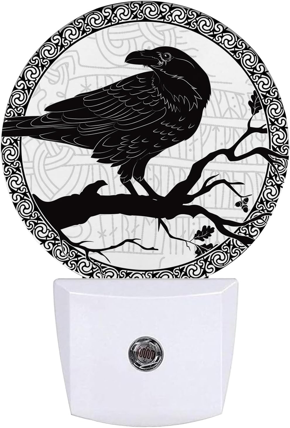 Crow Night Light Black Bird Night Lights LED Lamp Round Plug into Wall Nightlight with Dusk to Dawn Sensor Home Hallway Stairway Kitchen Decor