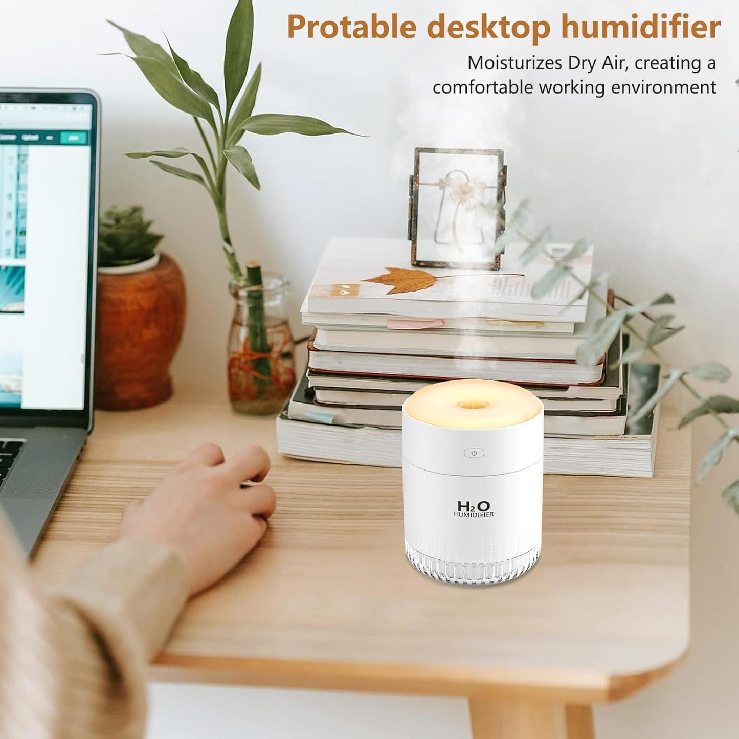 Portable Mini Humidifier, Auto Shut-Off, 2 Mist Modes, Quite, Small Humidifiers for Bedroom Travel Office Desk Plants(White)