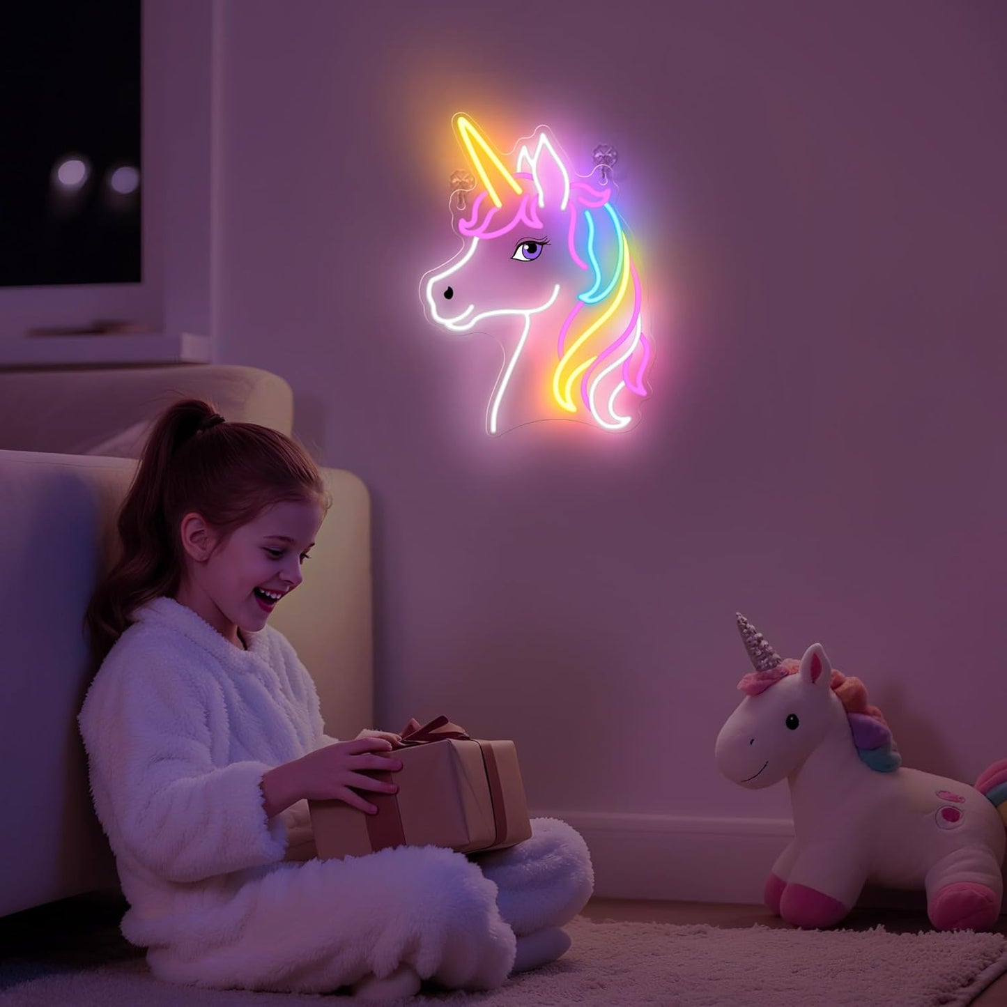 Unicorn Neon Sign, Unicorn Lamp Wall Decor, Dimmable Birthday Party Decorations for Home, Patio, Garden, Restaurants, Hotels, Stores, Clubs, Gift for Friends, Family and Kids