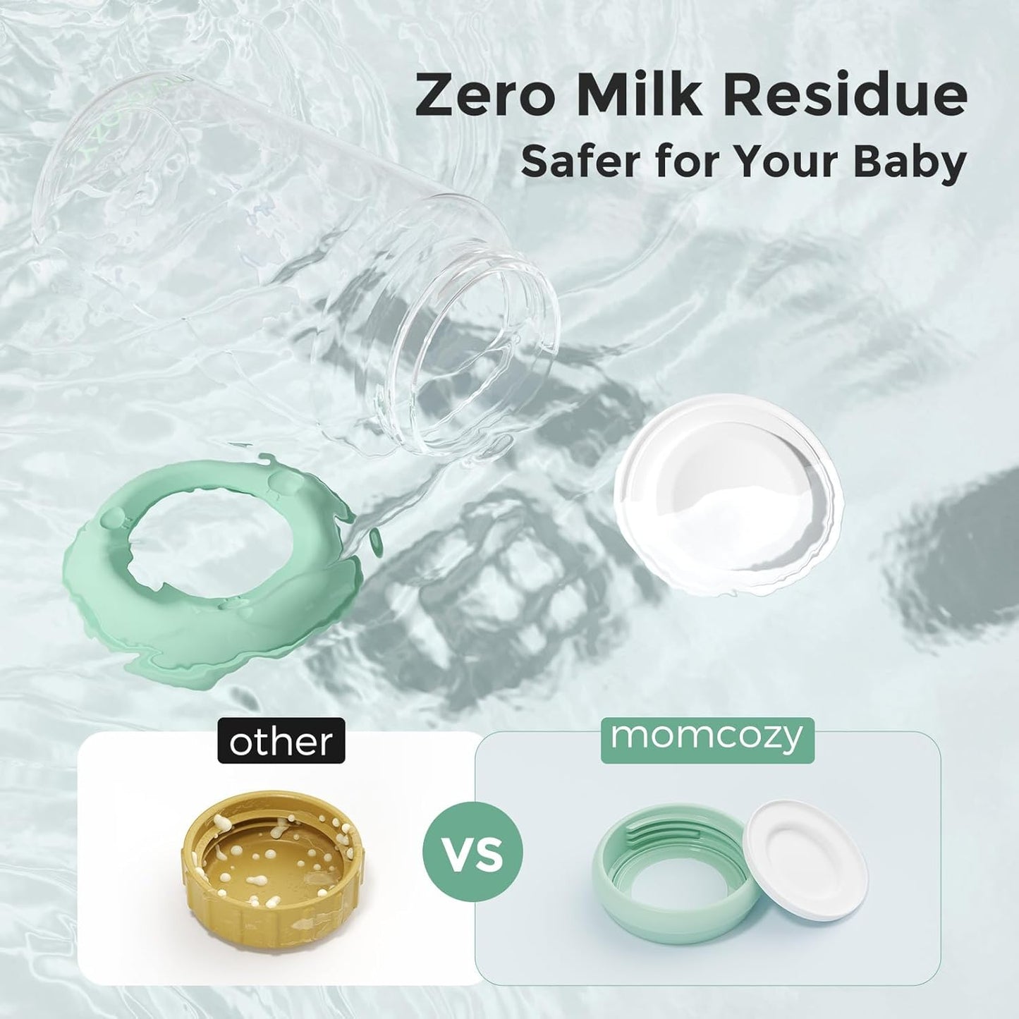 Momcozy Natural Baby Bottle, Wide-Neck, BPA Free Breast Milk Container, Storage Collection Bottle for Fridge & Milk Cooler, Breastfeeding Essential, 10 oz, 4 pcs