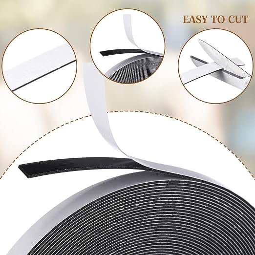 Tatuo 2 Rolls Double Sided Foam Tape 0.6 Inch by 50 Feet Black PE Foam Tape