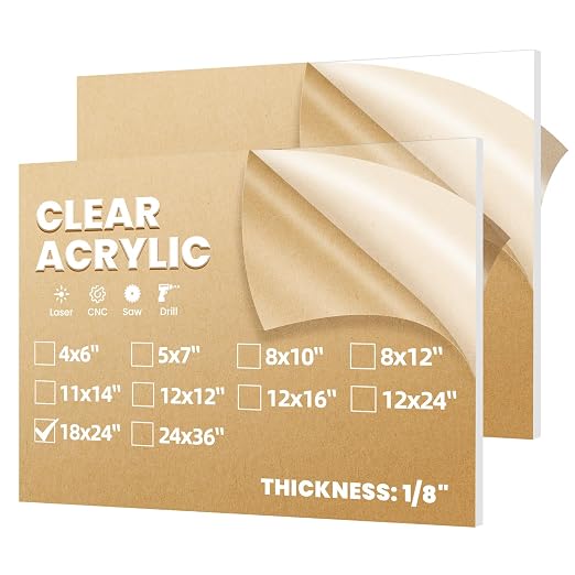 4 Pack 18x24 1/8" Clear Plexiglass Sheets