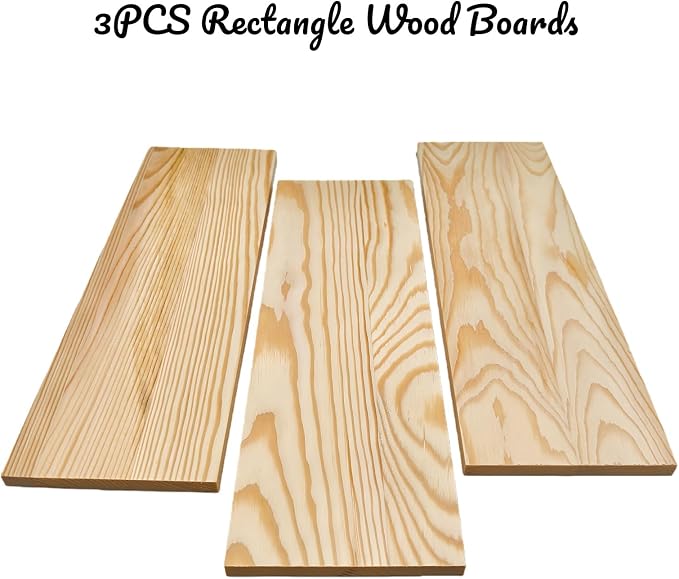 3PCS Rectangle Wood Boards Unfinished Wood Blocks