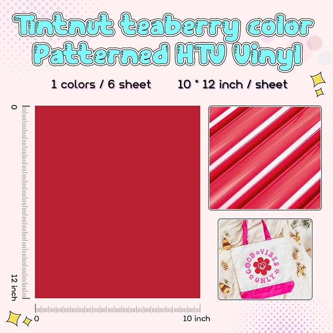Tintnut Teaberry Color Heat Transfer Vinyl, easy cut & weed, stretch washable