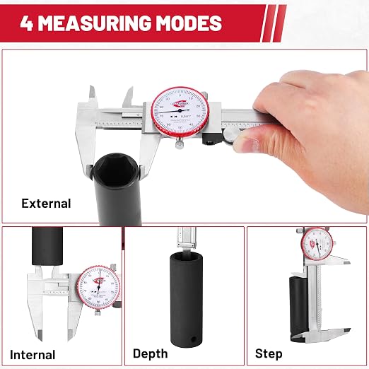SAE Dial Caliper 0-6" Precision Measuring Tool | ±0.001" Accuracy, Mechanical
