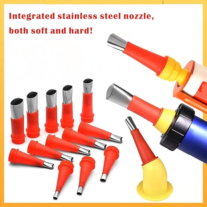 Caulking Nozzles for Sausage Caulking Guns and Hard Glue Guns, Reusable