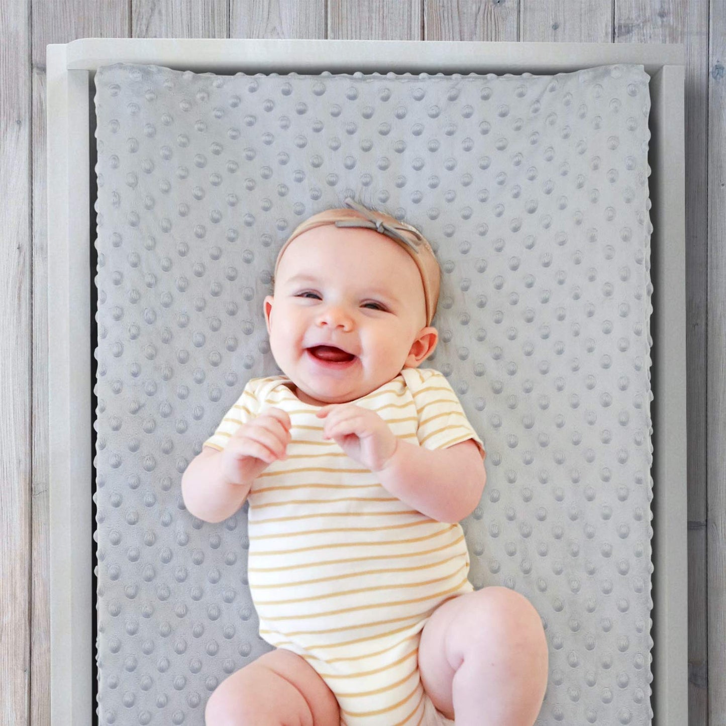 The Peanutshell Baby Girl or Boy Changing Pad Covers Set of 2 - Ultra Soft, Plush Baby Cover - Fits Standard Changing Table Pads, Durable, Machine Washable Sheets - Grey & White Minky