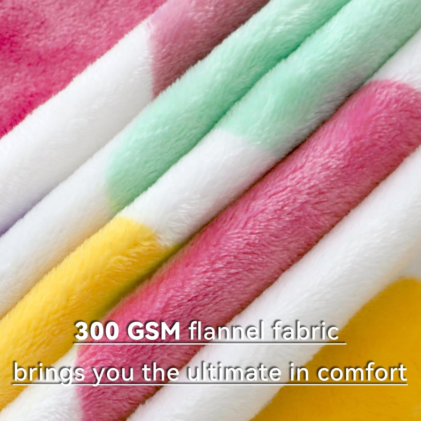 Twin Size Fleece Blanket 60x80 - Lightweight Soft Colorful Rainbow Throw for Bed, Couch & Travel,Girls Bedding Gifts