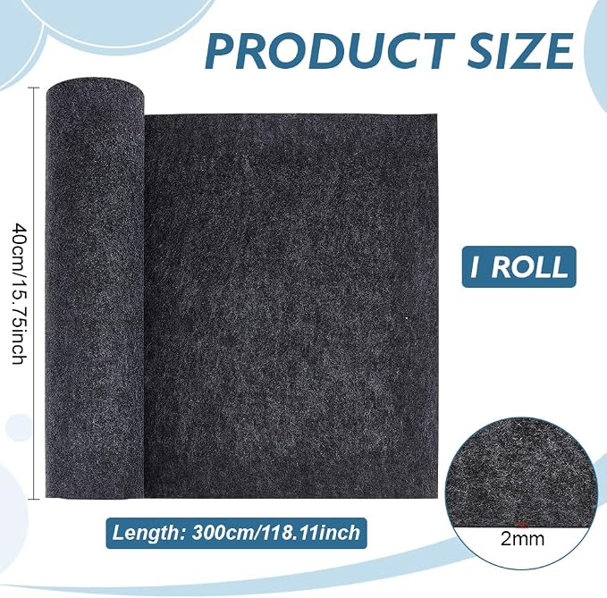 BENECREAT 118x15.7inch Felt Roll, 2mm Thick Nonwoven Felt Roll