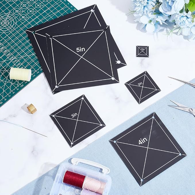 6 PCS 6 Size Square Quilting Template Set 1-6" Black Acrylic Quilting Templates