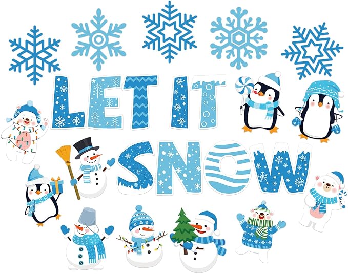Outus 45 Pcs Winter Cutouts Snowflake Accents Paper Cutouts Name Tags Seasonal
