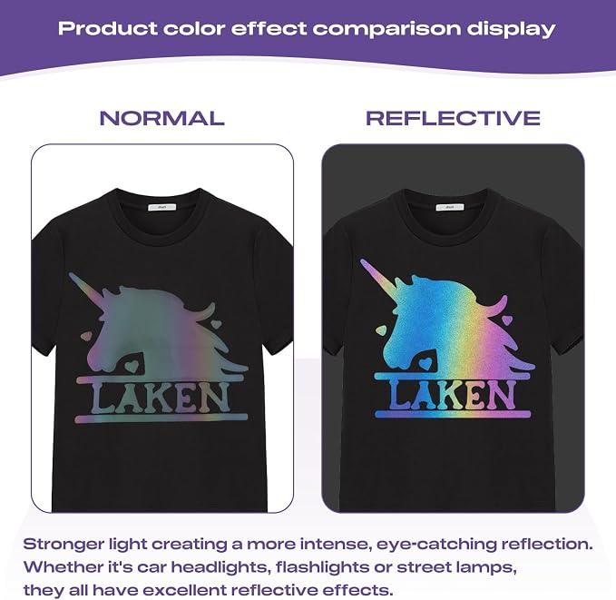 TUMIYA Heat Transfer Vinyl Reflective Rainbow HTV Roll, Reflective HTV Vinyl
