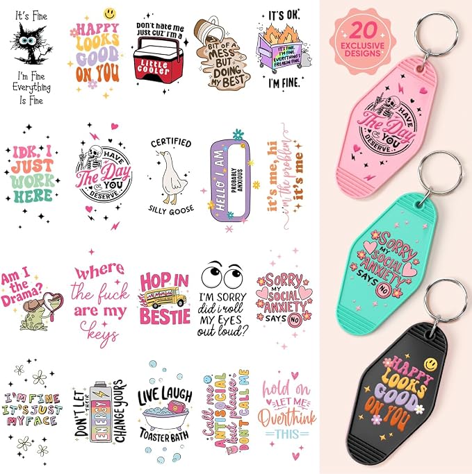 KACIOLA STUDIO Funny UV DTF Wrap Stickers-80PCS Funny Theme UV DTF Stickers