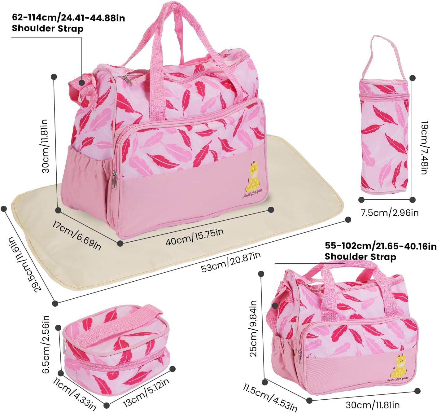 5PCS Baby Diaper Bag Set, Large Baby Doll Diaper Backpack