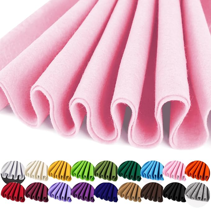 IONTACH 36" X 36" Light Pink Soft Felt Fabric 1.6mm Thick | Felt Sheets