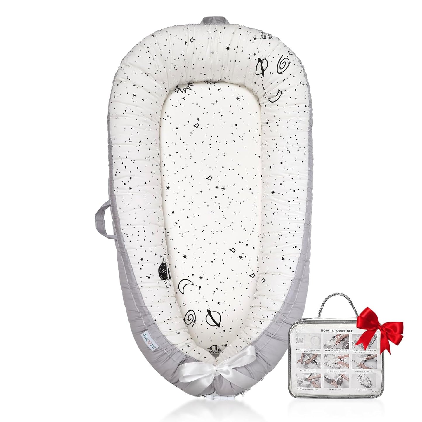 Baby Lounger | Organic Cotton Infant Lounger | Reversible, Adjustable & Portable Floor Lounger | Soft, Breathable, Washable Cover