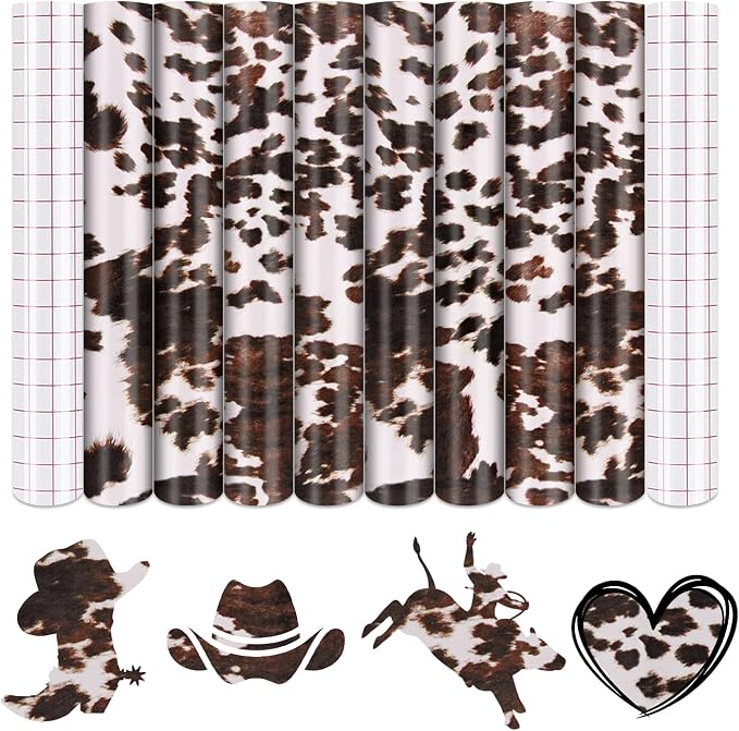 Tintnut Cow Print Permanent Vinyl 8 Sheets 12x10in Permanent Adhesive Vinyl |