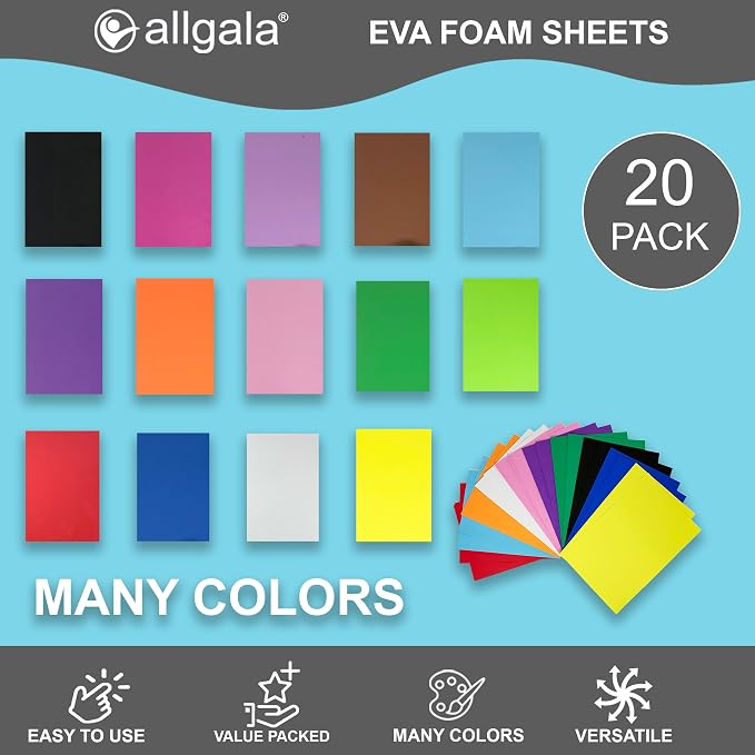 Allgala 20-Value-Pack EVA Foam Paper 8x12 Inch Sheets-Lime-CF85309