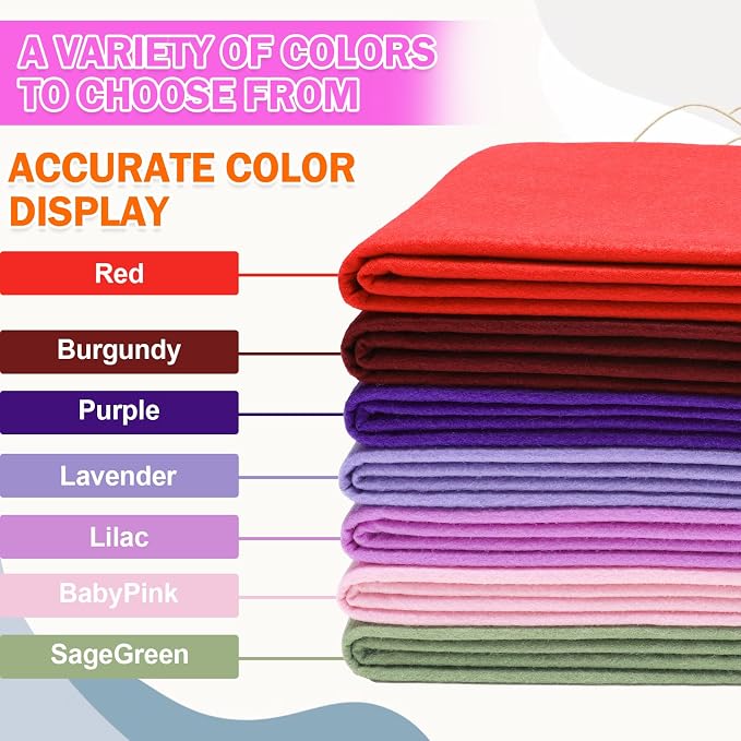 XSEINO Light Purple Large Felt Fabric 36" X 36 ", 1.4 mm Thick Soft Felt Fabric
