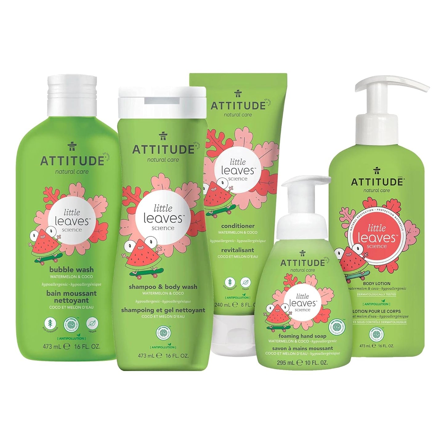 ATTITUDE Foaming Hand Soap for Kids, Plant and Mineral-Based Ingredients, Vegan and Cruelty-free Personal Care Products, Watermelon & Coco, 10 Fl Oz (Pack of 2)