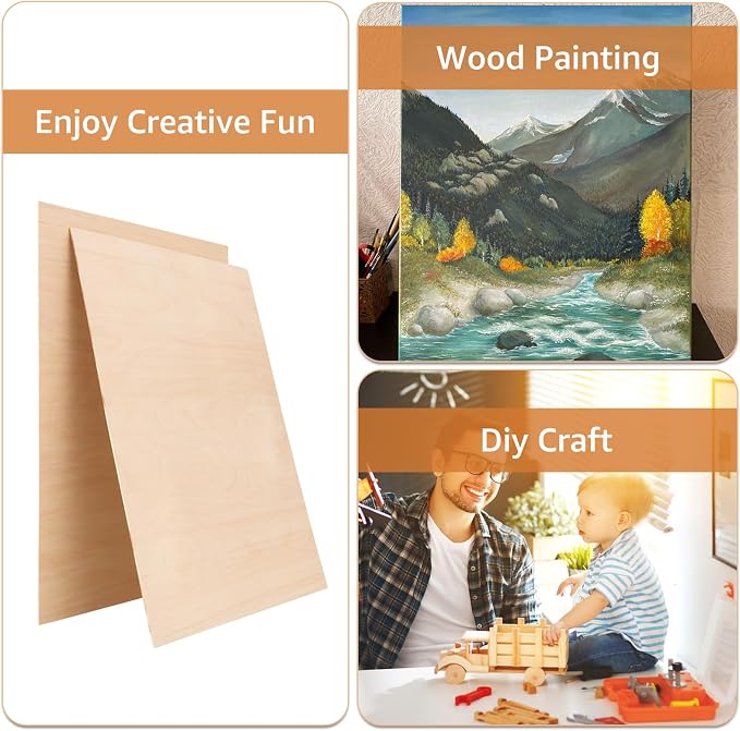 10Pcs 16 x 12 x 1/8 Inch Baltic Birch Plywood Sheets 3mm Unfinished Plywood
