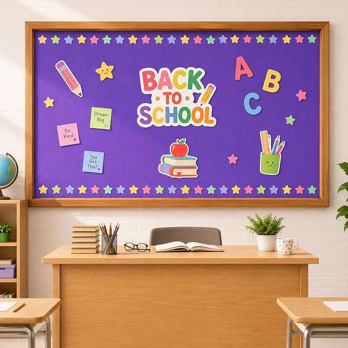 Purple Bulletin Board Roll Non-Woven Fabric Poster | Back to School Classroom