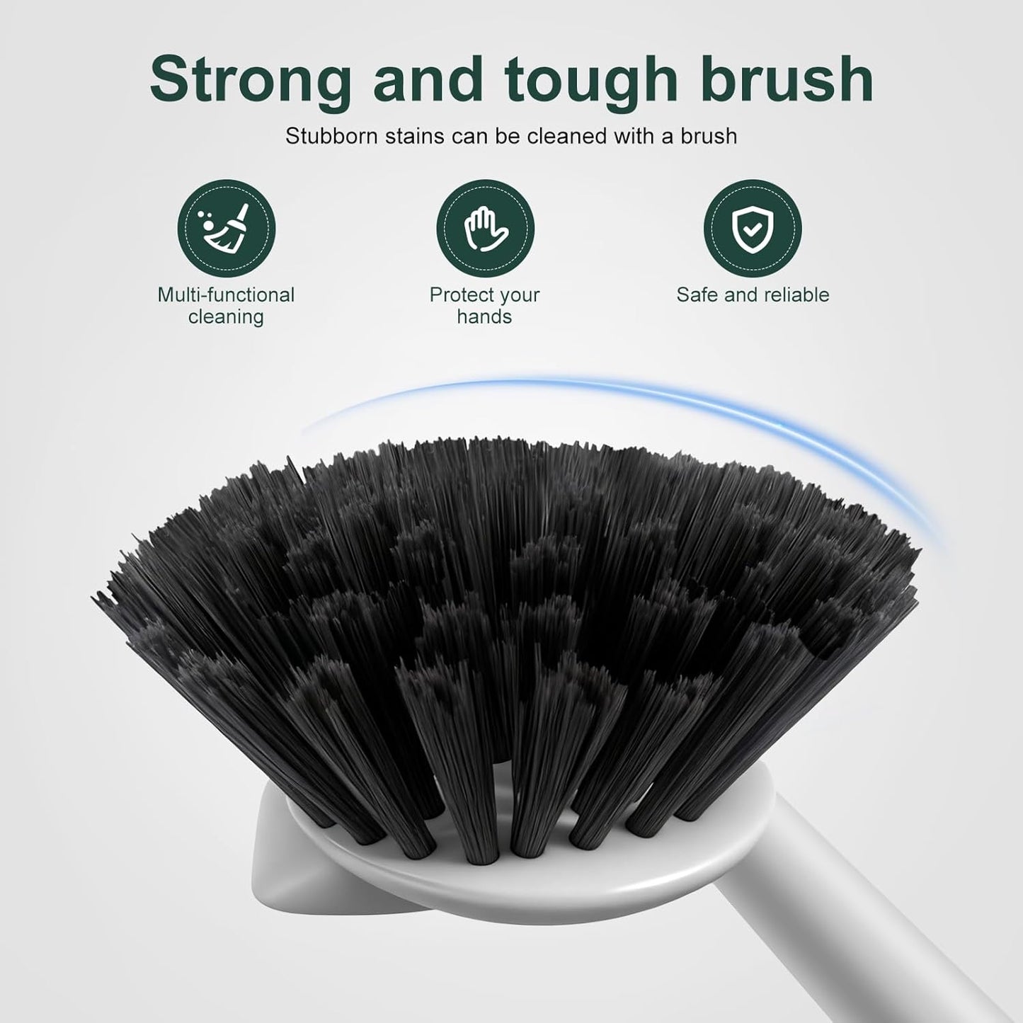 Dish Brush, 2 Pack with Comfortable Handle, with Built-in Scraper, Scrub Brush with Stiff Bristles for Cleaning Dishes, Sink, Pots(Green)