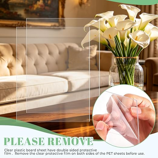 TKOnline 20 PCS Plexiglass Sheets, 8.5" x 11" x 0.01 Clear PET Sheet Panels