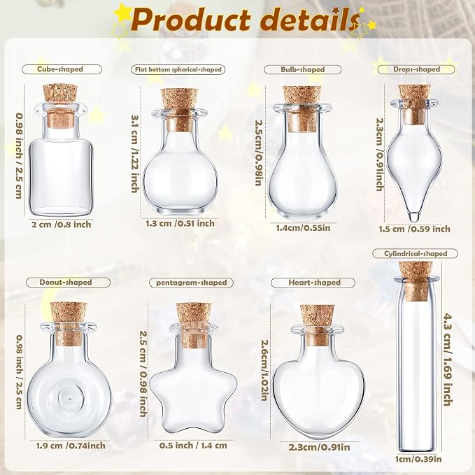 Geiserailie 80 Pieces Tiny Glass Bottles Spell Jars