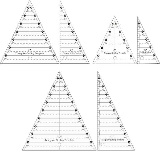 6 Pcs Tall Triangle Acrylic Quilting Templates Set