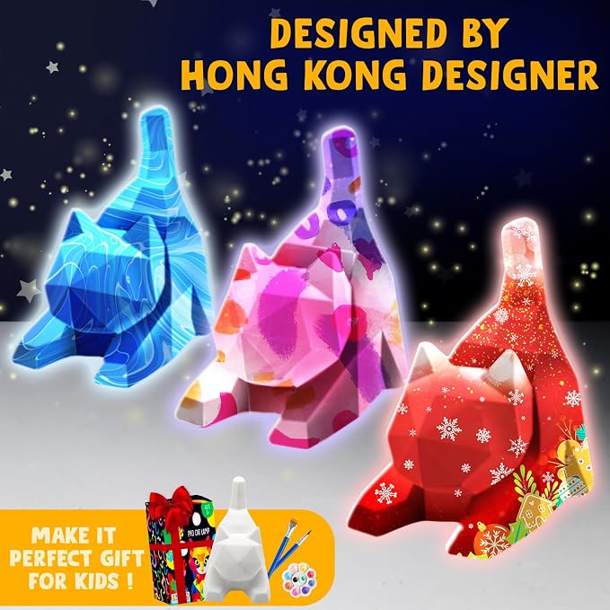 Goody King Paint Your Own Lie Cat Lamp Kit, DIY Cat Crafts Night Light