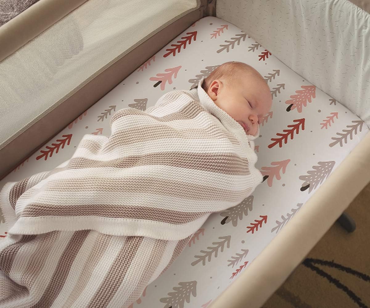 BROLEX 2 Pack Mini Crib Sheets, Stretchy Portable Fitted Playard Sheet Set, Convertible Playard Mattress Cover, Ultra Soft Breathable Material, Jungle Animals