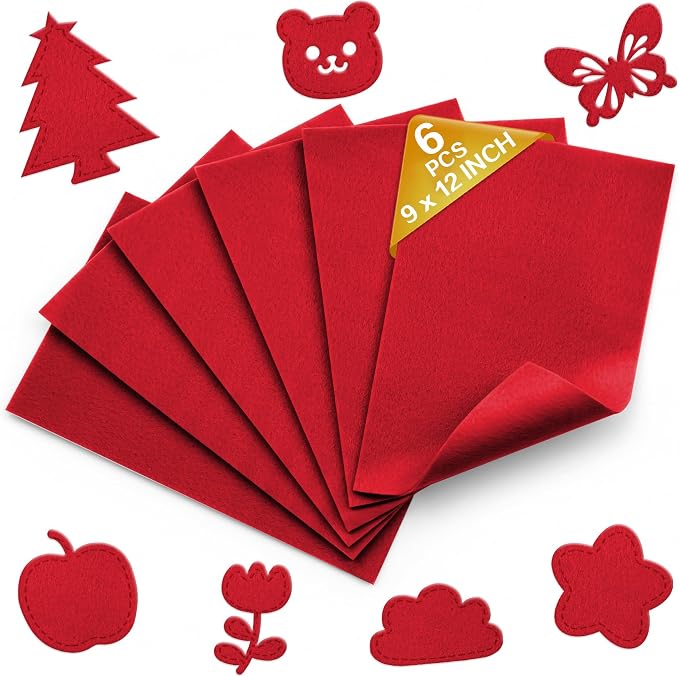 Red Soft Felt Sheets for Crafts, 1.6mm Thick, Kids' Crafts, DIY Projects