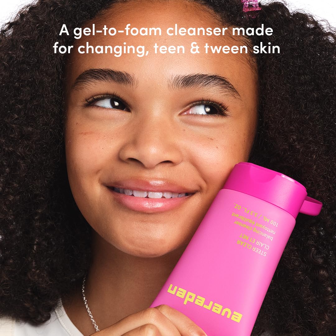 Evereden Steer Clear Balancing Jelly Cleanser: Clean & Vegan Teen Skin Care for Oily & Pimple-Prone Skin - Pre Teen Face Wash - Gently Cleanses Pores Without Drying