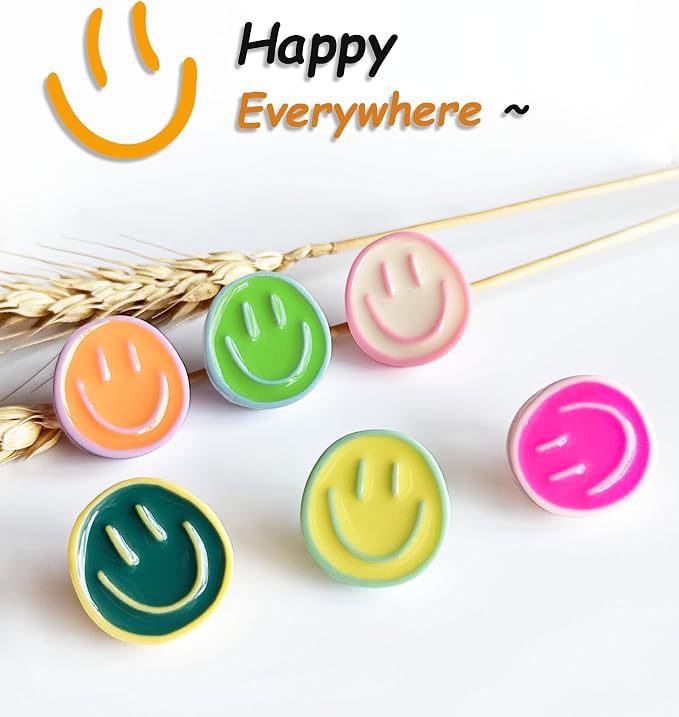 24 Smiley Face Decorative Push Pins, Cute Bulletin Board Push Pins, Thumbtacks