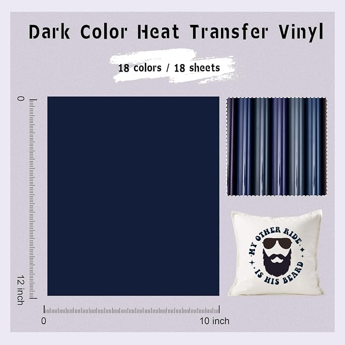 Tintnut Dark Color HTV Heat Transfer Vinyl, easy cut & weed, stretch washable