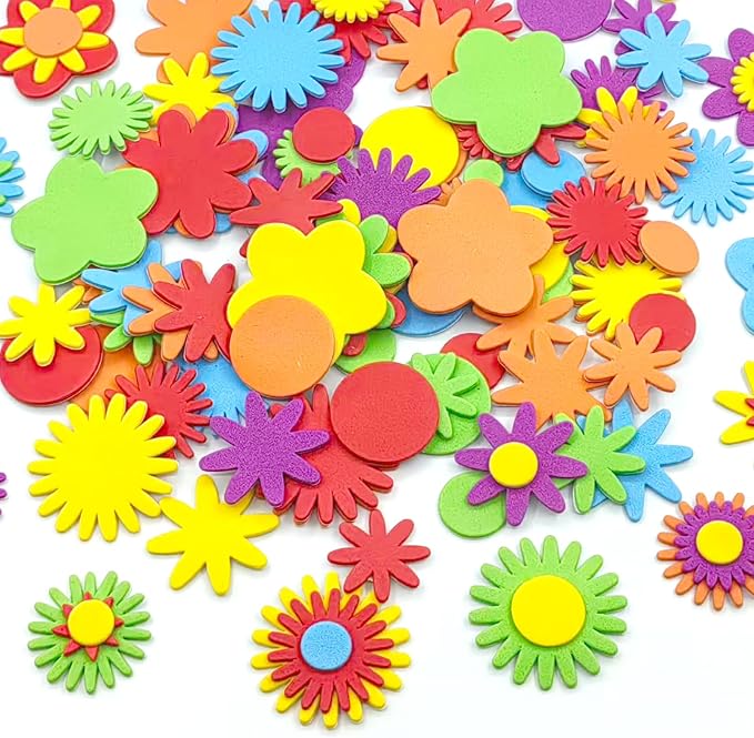 340PCS Foam Flower Stickers, Spring Theme Puffy Shapes Materials |